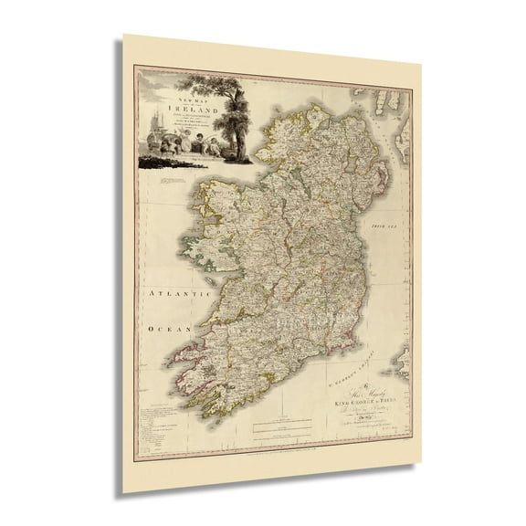 HISTORIX 1797 Map of Ireland Vintage Poster Wall Art Print, 18 x 24 Inch