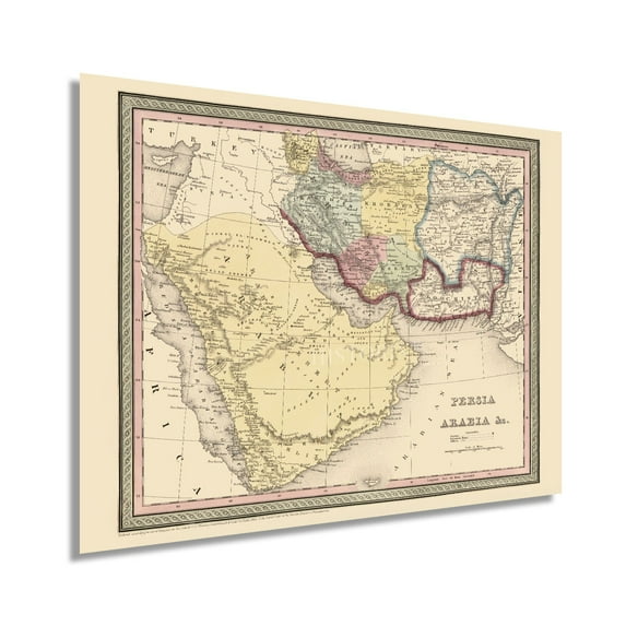 HISTORIX 1852 Persia and Arabia Middle East Map Vintage Poster Wall Art Print, 24 x 30 Inch