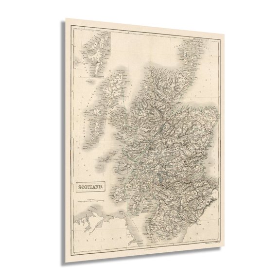 HISTORIX 1855 Map of Scotland Vintage Poster Wall Art Print, 18 x 24 Inch