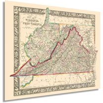 HISTORIX 1863 Virginia and West Virginia Map Poster Wall Art Print, 24 x 30 Inch