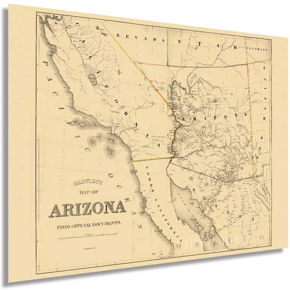 HISTORIX 1865 Arizona Map Vintage Poster Wall Art Print, 18 x 24 Inch
