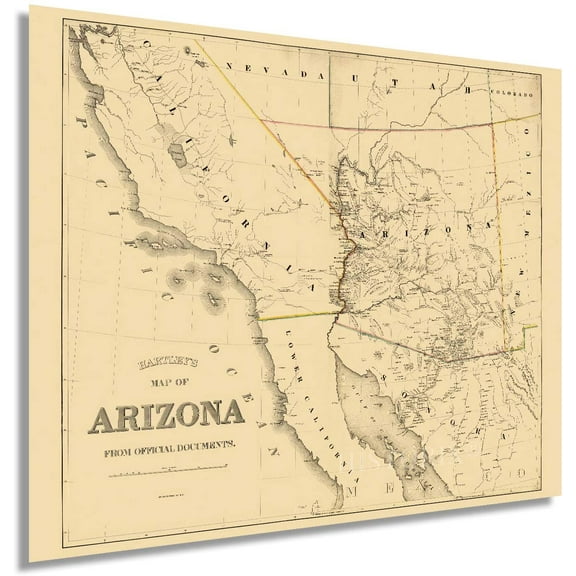 HISTORIX 1865 Arizona Map Vintage Poster Wall Art Print, 24 x 30 Inch