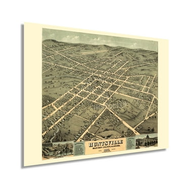 HISTORIX 1871 Huntsville Madison County Alabama Map Vintage Poster Wall Art Print, 18 x 24 Inch