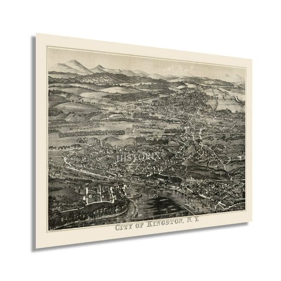 HISTORIX 1875 Kingston City New York Map Vintage Poster Wall Art Print, 18 x 24 Inch