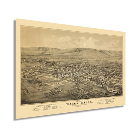 HISTORIX 1876 Walla Walla Washington Territory Map Vintage Poster Wall Art Print, 24 x 36 Inch price history and forecast - HISTORIX HISTORIX0432