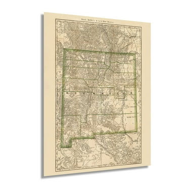 HISTORIX 1879 New Mexico State Map Vintage Poster Wall Art Print, 18 x 24 Inch