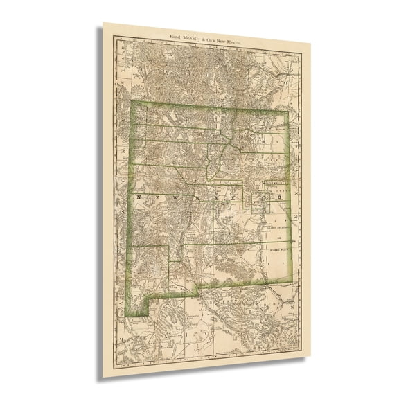HISTORIX 1879 New Mexico State Map Vintage Poster Wall Art Print, 24 x 36 Inch