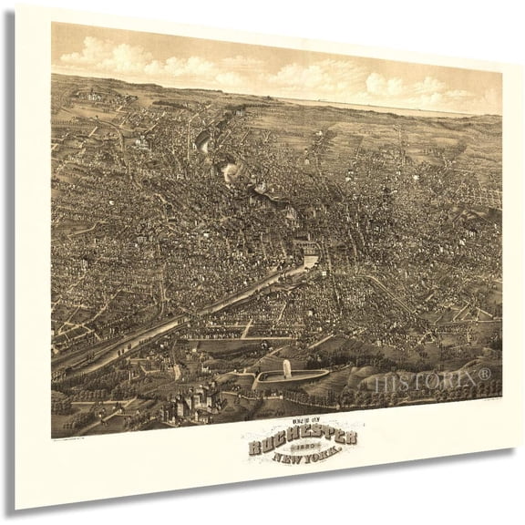 HISTORIX 1880 Rochester New York Map Vintage Poster Wall Art Print, 18 x 24 Inch