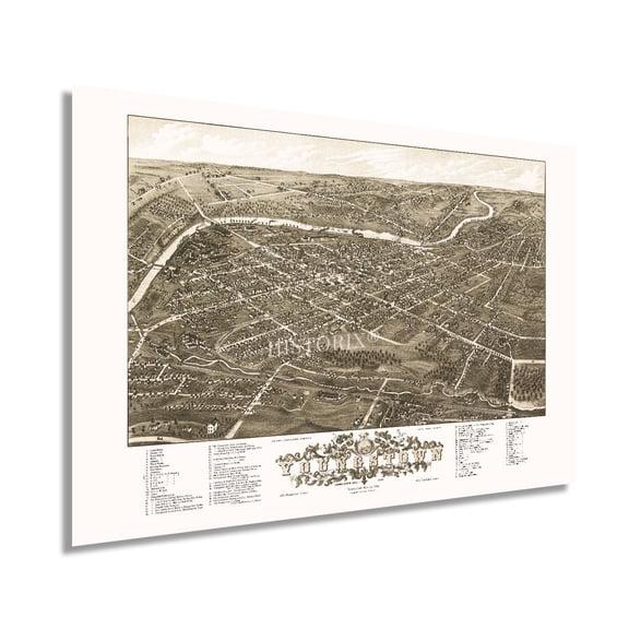 HISTORIX 1882 Youngstown Mahoning County Ohio Map Vintage Poster Wall Art Print, 24 x 36 Inch