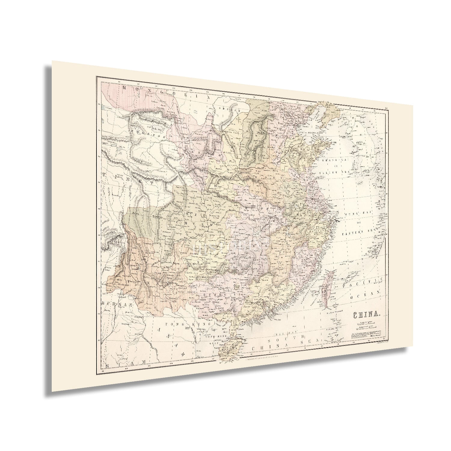 HISTORIX 1885 Map of China Vintage Poster Wall Art Print, 24 x 36 Inch ...