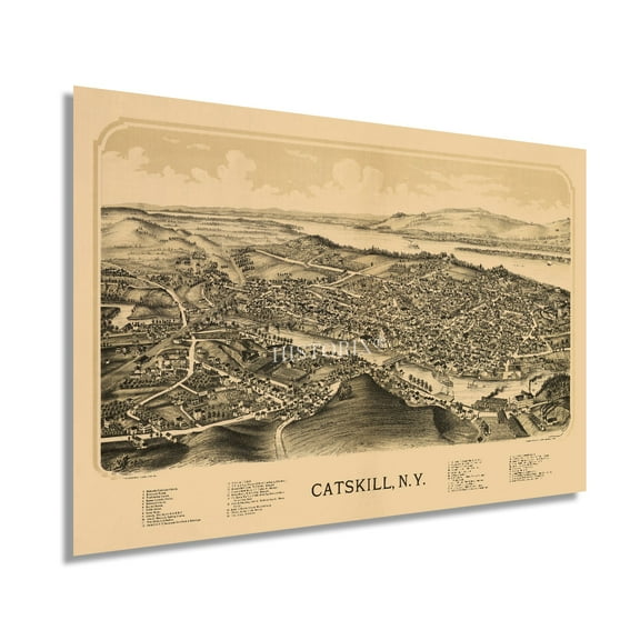 HISTORIX 1889 Map of Catskill New York Vintage Poster Wall Art Print, 24 x 36 Inch