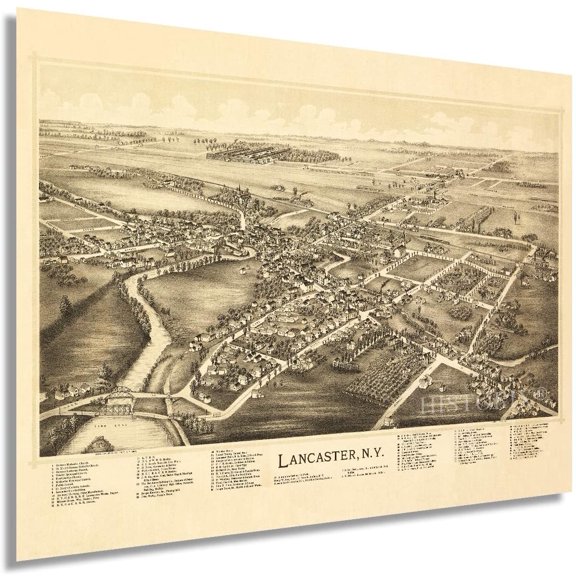 HISTORIX 1892 Lancaster New York Vintage Map Poster Wall Art Print, 18 x 24 Inch