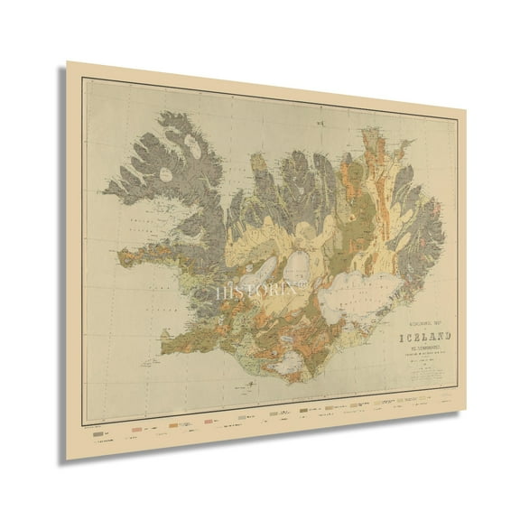 HISTORIX 1901 Map of Iceland Vintage Poster Wall Art Print, 18 x 24 Inch