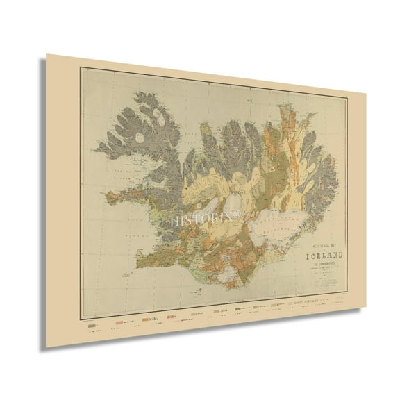 HISTORIX 1901 Map of Iceland Vintage Poster Wall Art Print, 24 x 36 Inch
