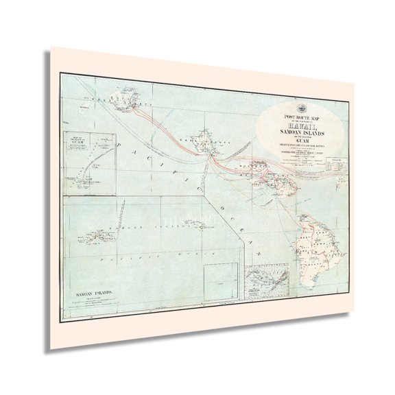 HISTORIX 1903 Hawaii Samoan Islands & Guam Map Vintage Poster Wall Art Print, 18 x 24 Inch