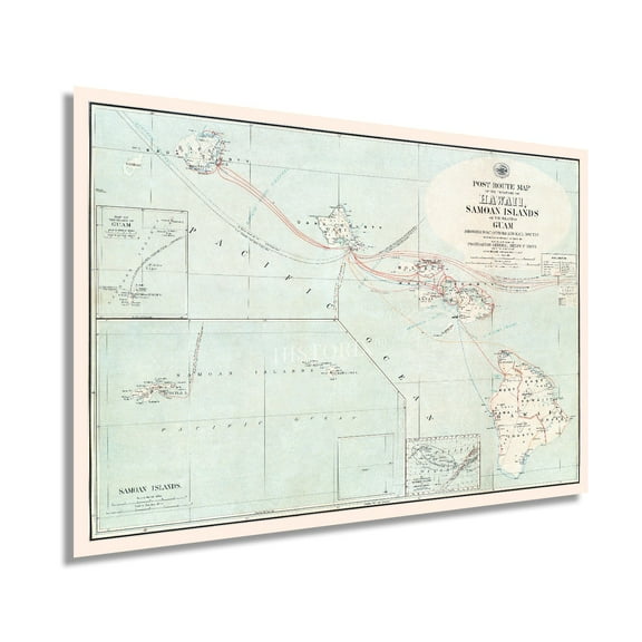HISTORIX 1903 Hawaii Samoan Islands & Guam Map Vintage Poster Wall Art Print, 24 x 36 Inch