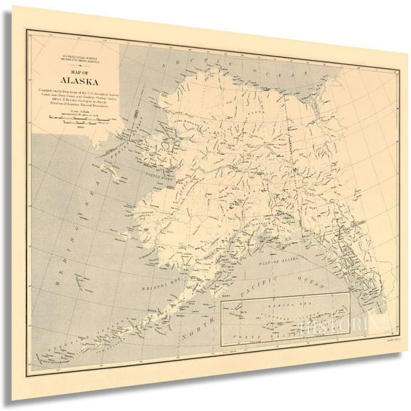 HISTORIX 1909 Alaska State Vintage Map Poster Wall Art Print, 18 x 24 Inch