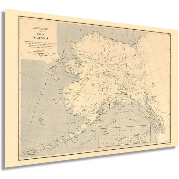 HISTORIX 1909 Alaska State Vintage Map Poster Wall Art Print, 24 x 36 Inch