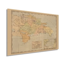 HISTORIX 1910 Dominican Republic Map Vintage Poster Wall Art Print, 24 x 36 Inch