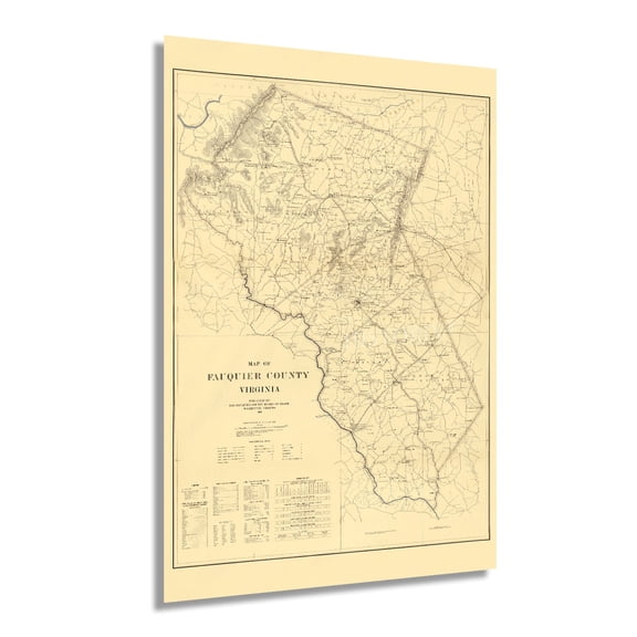 HISTORIX 1914 Fauquier County Virginia Vintage Map Poster Wall Art Print, 24 x 36 Inch
