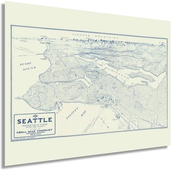 HISTORIX 1925 Map of Seattle Washington Vintage Poster Wall Art Print, 18 x 24 Inch