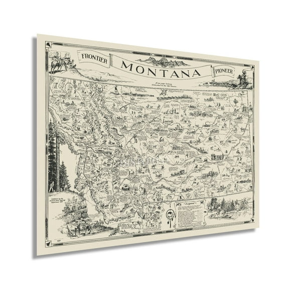 HISTORIX 1937 Map of Montana Vintage Poster Wall Art Print, 18 x 24 Inch