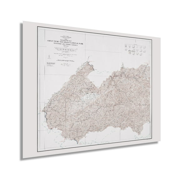 HISTORIX 1978 Western Map of Great Smoky Mountains National Park Vintage Poster Wall Art Print, 18 x 24 Inch