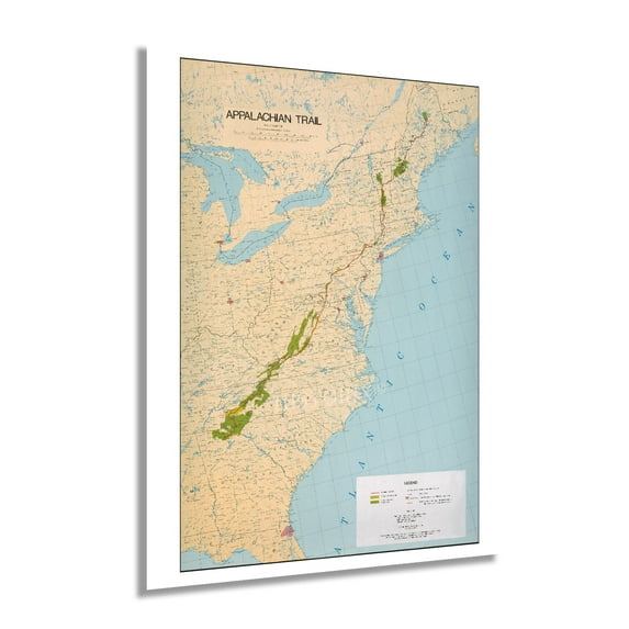 HISTORIX 1981 Appalachian Trail Map Vintage Poster Wall Art Print, 18 x 24 Inch