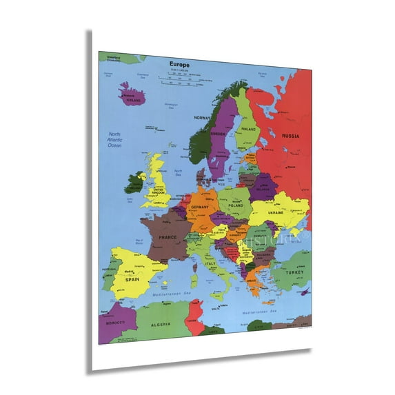 HISTORIX 2004 Map of Europe Poster Wall Art Print, 18 x 24 Inch