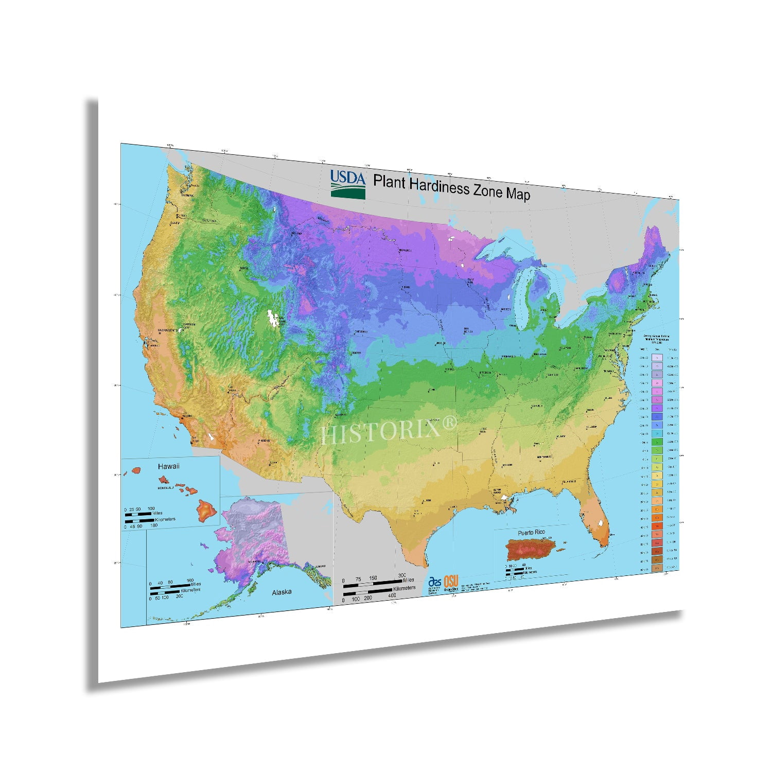 HISTORIX 2012 USDA Plant Hardiness Zone US Vegetation & Climate Map ...