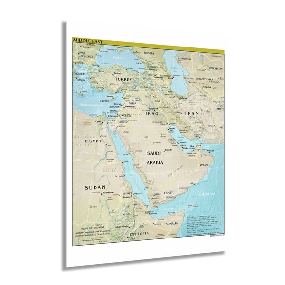 HISTORIX 2021 Middle East Map Poster Wall Art Print, 18 x 24 Inch