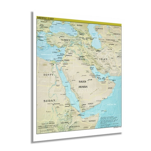 HISTORIX 2021 Middle East Map Poster Wall Art Print, 24 x 30 Inch