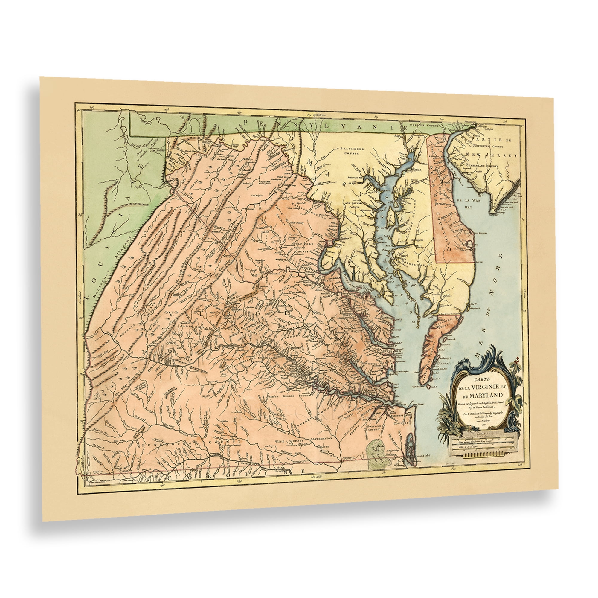 HISTORIX Vintage 1757 Virginia and Maryland Map Print - Vintage Map of ...