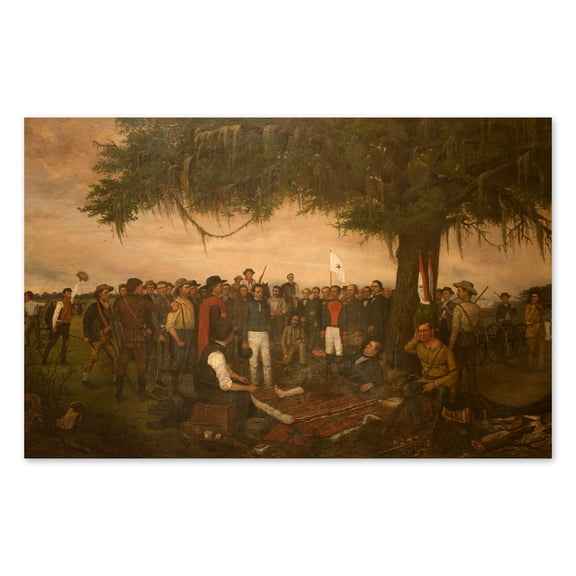 HISTORIX Vintage 1836 Surrender of Santa Anna Photo Print - Vintage Poster Photo of The Surrender of Santa Anna Commissioned in 1886