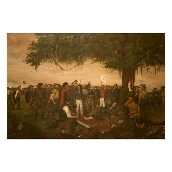 HISTORIX Vintage 1836 Surrender of Santa Anna Photo Print - Vintage Poster Photo of The Surrender of Santa Anna Commissioned in 1886