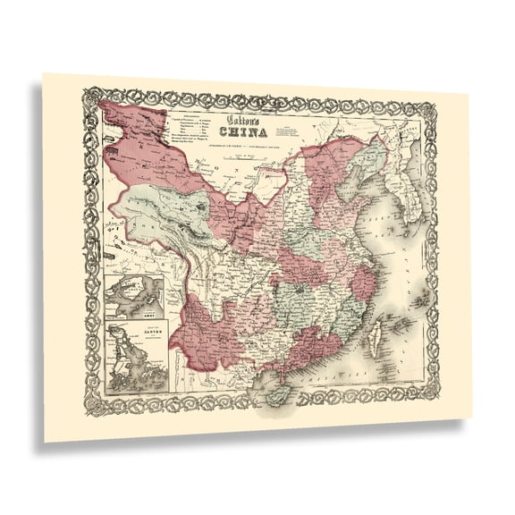 HISTORIX Vintage 1865 China Map Poster Print - Colton's Vintage Map of China From General Atlas - Historic Map of China Print Wall Art