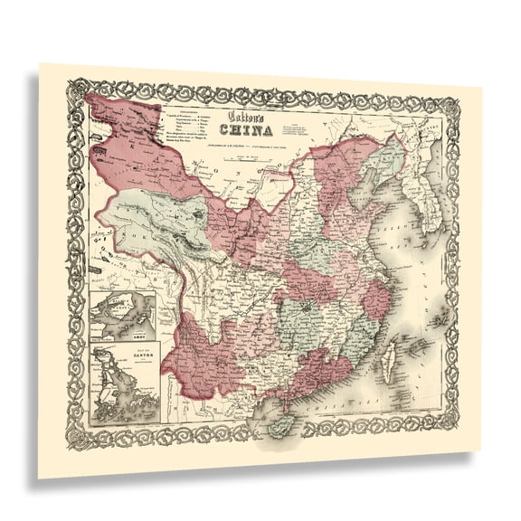 HISTORIX Vintage 1865 China Map Poster Print - Colton's Vintage Map of China From General Atlas - Historic Map of China Print Wall Art