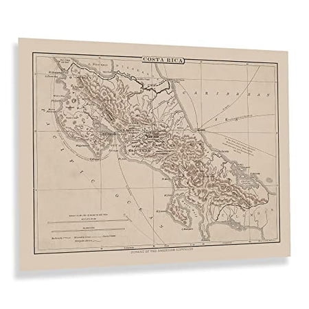 HISTORIX Vintage 1890 Costa Rica Map Poster - 18x24 Inch Old Wall Map of Costa Rica Wall Art Print - History Map of San Jose Costa Rica Poster Print