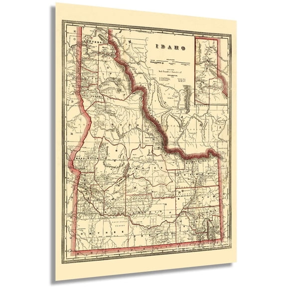 HISTORIX Vintage 1896 Idaho State Map - 18x24 Inch Vintage Map of Idaho Wall Art - Old Township County and Railroad Map of Idaho Poster - Map Idaho Wall Decor - Historic Idaho Wall Map (2 Sizes)