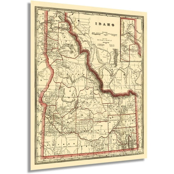 HISTORIX Vintage 1896 Idaho State Map - 24x30 Inch Vintage Map of Idaho Wall Art - Old Township County and Railroad Map of Idaho Poster - Map Idaho Wall Decor - Historic Idaho Wall Map (2 Sizes)