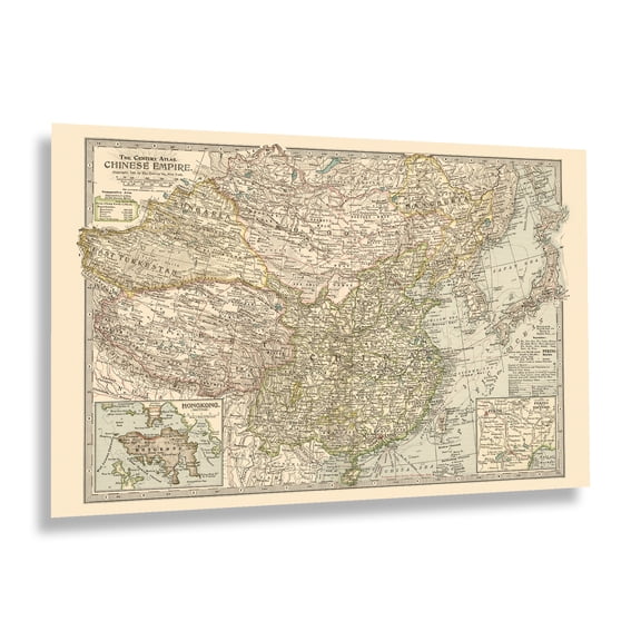 HISTORIX Vintage 1897 The Century Atlas Chinese Empire Map Print - Vintage Map of China Poster - Old Map of The Chinese Empire Wall Art
