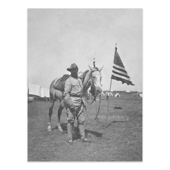 HISTORIX Vintage 1898 Theodore Roosevelt Photo Print - Vintage Photo of Montauk Point Rough Riders Colonel Teddy Roosevelt Poster Wall Art