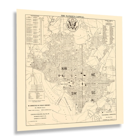 HISTORIX Vintage 1905 The Nation's Capital Map Poster - Vintage Map of Washington DC Poster - Historic Washington DC Wall Art Print Map