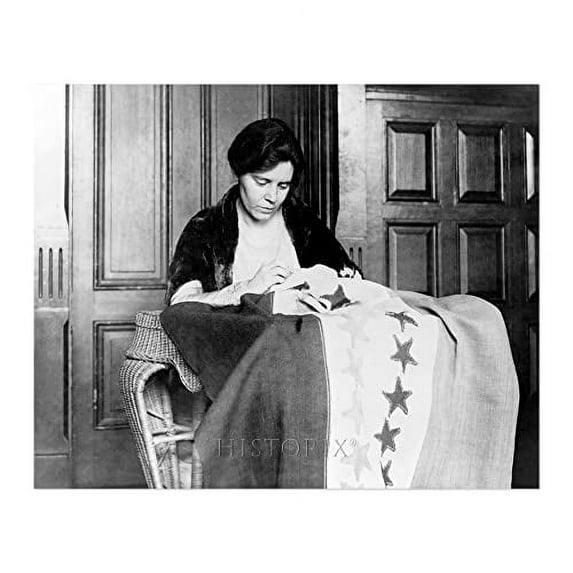 HISTORIX Vintage 1912 Alice Paul Portrait Photo Print - 16x20 Inch Alice Paul Vintage Photo Sewing Suffrage Flag - Alice Paul Poster Wall Art Print