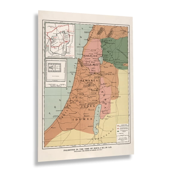 HISTORIX Vintage 1912 Palestine Map Print - Vintage Map of Palestine in the Time of Jesus Christ - Historic Holy Land Map Poster Wall Art
