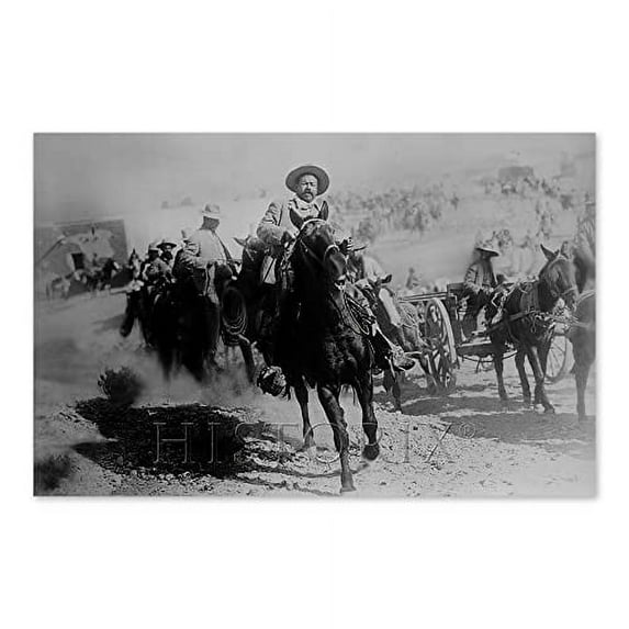 HISTORIX Vintage 1914 General Francisco Pancho Villa on Horseback Photo Print - 11x17 Inch Pancho Villa Vintage Poster During The Mexican Revolution