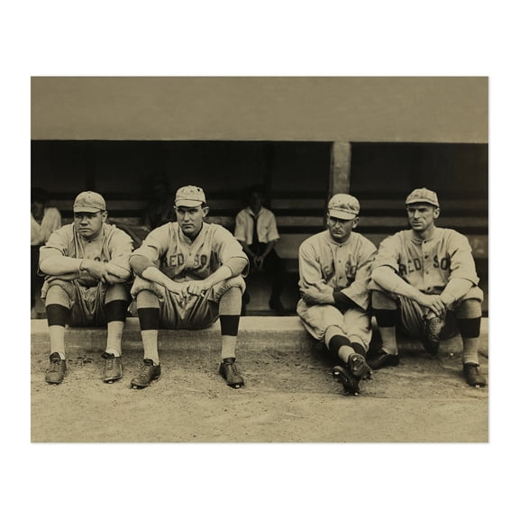 HISTORIX Vintage 1915 Babe Ruth Poster Photo - Vintage Photo Print of Boston Red Sox Players Babe Ruth Ernie Shore Rube Foster & Del Gainer