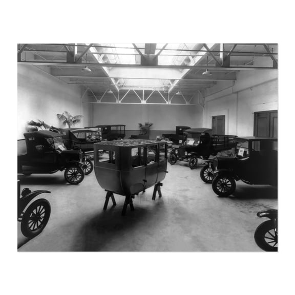 HISTORIX Vintage 1925 Ford Motor Company Photo Print - Vintage Photo Ford Display Room - Old Photo of Ford Automobiles on Display Poster