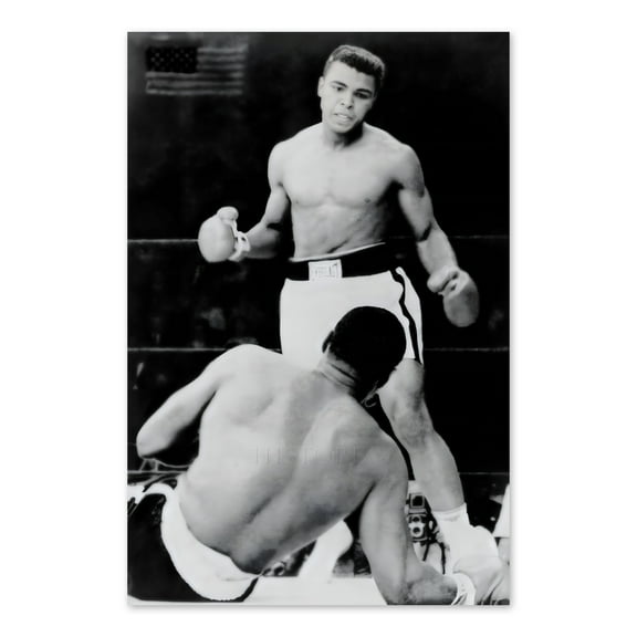 HISTORIX Vintage 1934 Muhammad Ali VS Sonny Liston Poster Photo - Old Photo Print of The Greatest Muhammad Ali Standing Over Sonny Liston