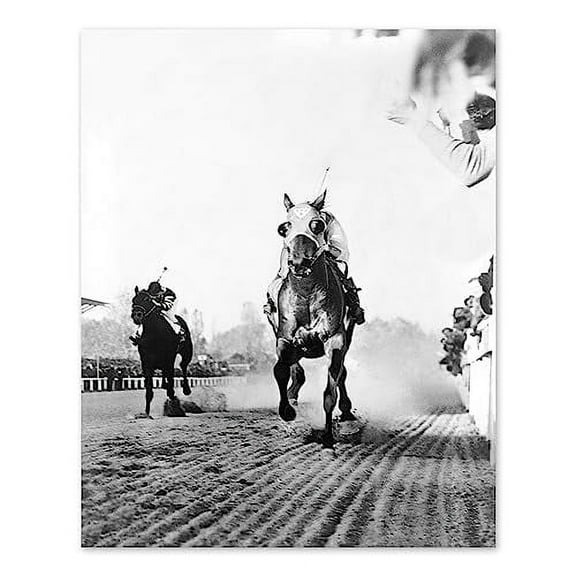 HISTORIX Vintage 1938 Seabiscuit Poster Photo Print - 8x10 Inch Vintage Photo Wall Art of Horse Racing Seabiscuit Across Line to Beat War Admiral